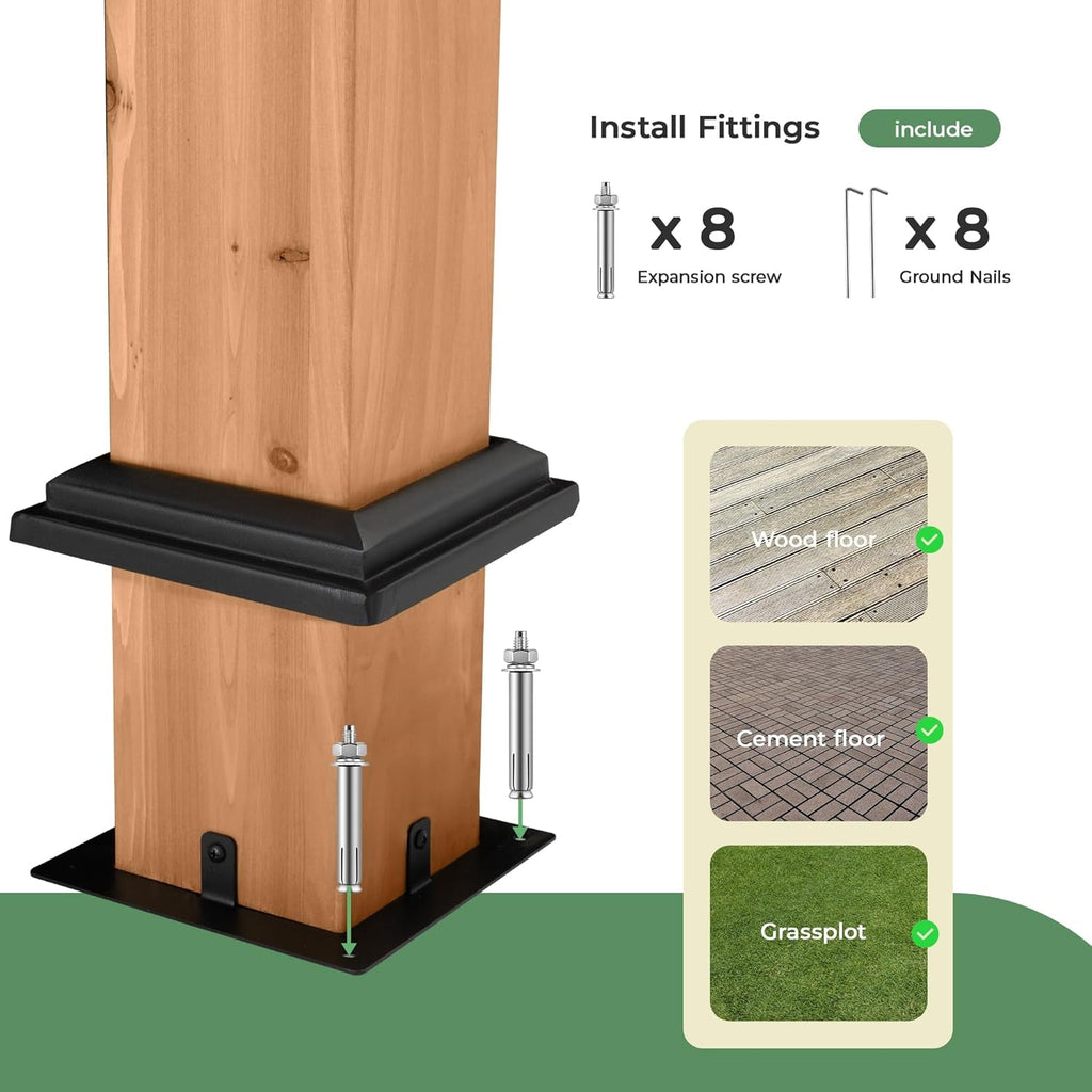 11x13 Wood Gazebo With Durable Outdoor Galvanized Steel Roof Netting